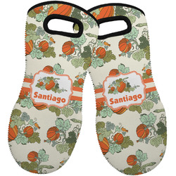 Pumpkins Neoprene Oven Mitts - Set of 2 w/ Name or Text