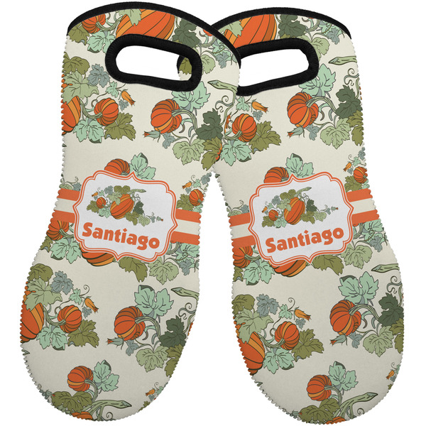 Custom Pumpkins Neoprene Oven Mitts - Set of 2 w/ Name or Text