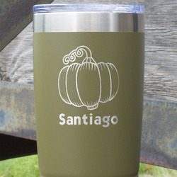 Pumpkins 20 oz Stainless Steel Tumbler - Olive - Single Sided (Personalized)