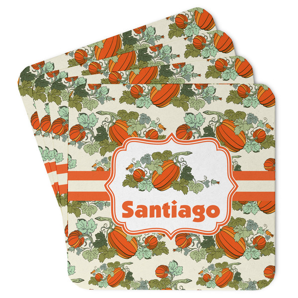 Custom Pumpkins Paper Coasters w/ Name or Text