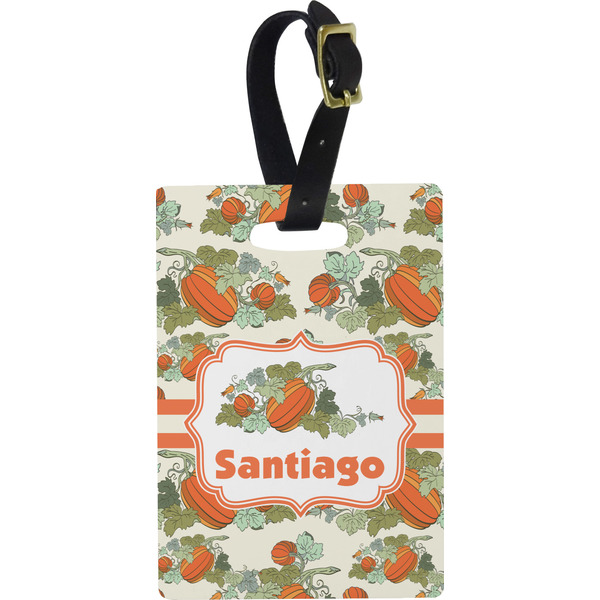 Custom Pumpkins Plastic Luggage Tag - Rectangular w/ Name or Text