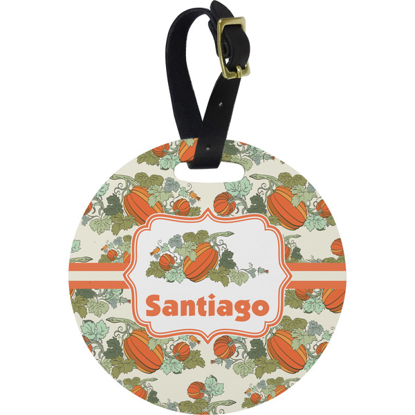 Custom Pumpkins Plastic Luggage Tag - Round (Personalized)