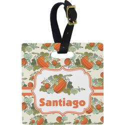Pumpkins Plastic Luggage Tag - Square w/ Name or Text