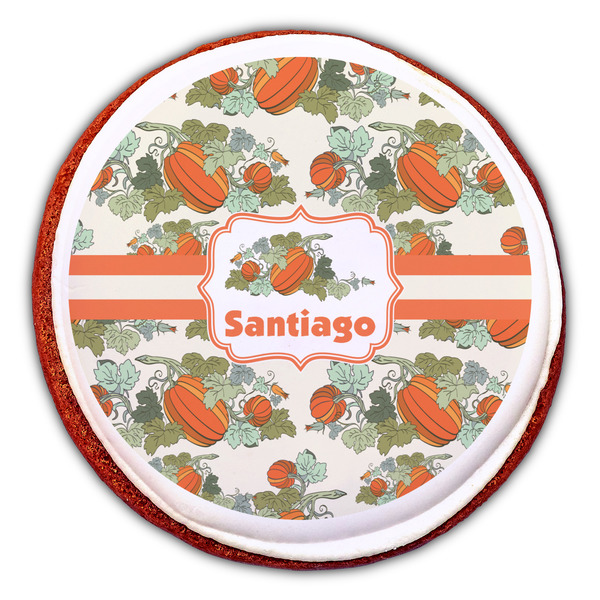 Pumpkins Printed Icing Circle - Large - On Cookie