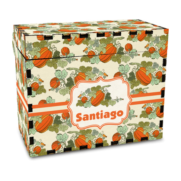 Custom Pumpkins Wood Recipe Box - Full Color Print (Personalized)