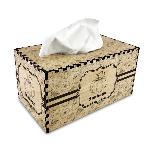 Pumpkins Rectangle Tissue Box Covers - Wood - with tissue
