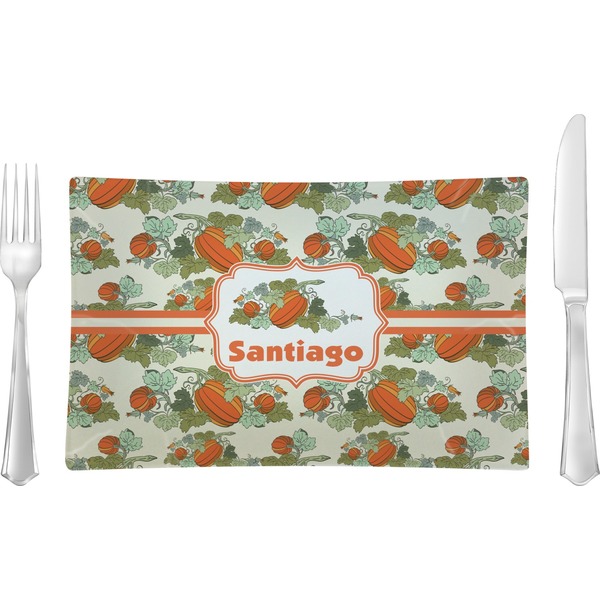 Custom Pumpkins Rectangular Glass Lunch / Dinner Plate - Single or Set (Personalized)