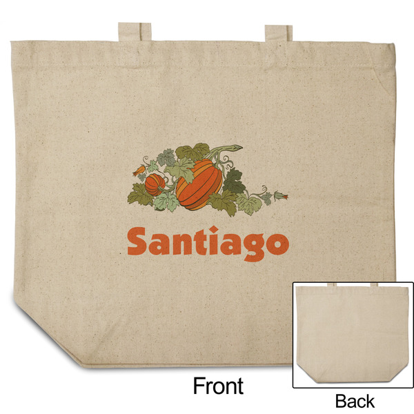 Pumpkins Reusable Cotton Grocery Bag - Front & Back View