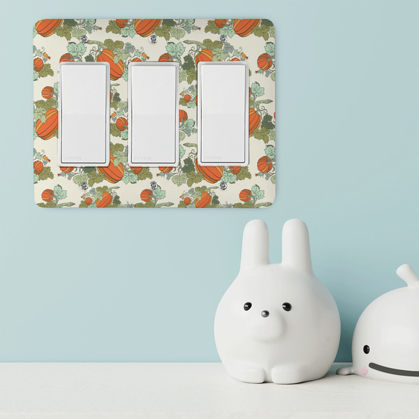 Pumpkins Rocker Light Switch Covers - Triple - IN CONTEXT