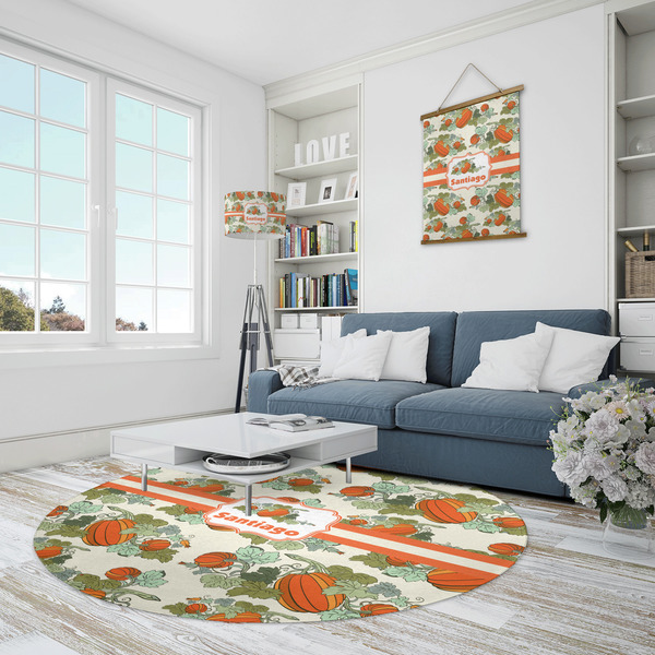 Pumpkins Round Area Rug - IN CONTEXT