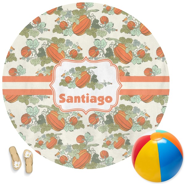Custom Pumpkins Round Beach Towel (Personalized)