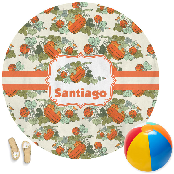 Custom Pumpkins Round Beach Towel (Personalized)