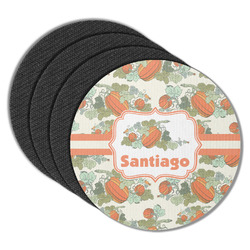 Pumpkins Round Rubber Backed Coasters - Set of 4 (Personalized)