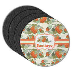 Pumpkins Round Rubber Backed Coasters - Set of 4 (Personalized)