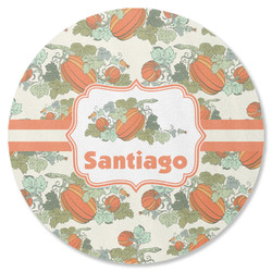 Pumpkins Round Rubber Backed Coaster (Personalized)