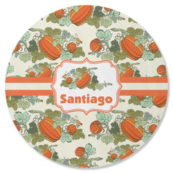 Pumpkins Round Rubber Backed Coaster (Personalized)