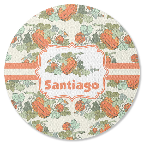 Custom Pumpkins Round Rubber Backed Coaster (Personalized)