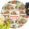 Pumpkins Round Linen Placemats - Front (w flowers)