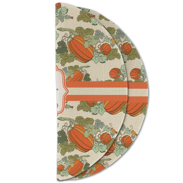 Pumpkins Round Linen Placemats - HALF FOLDED (double sided)