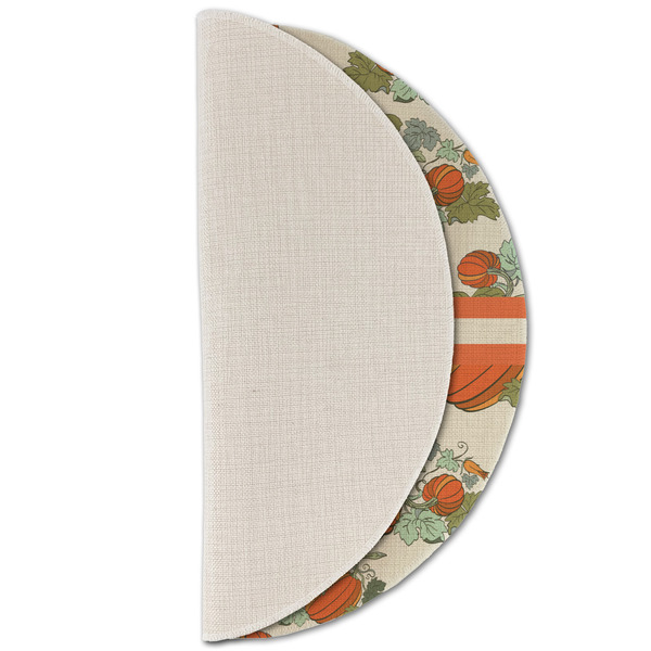 Pumpkins Round Linen Placemats - HALF FOLDED (single sided)