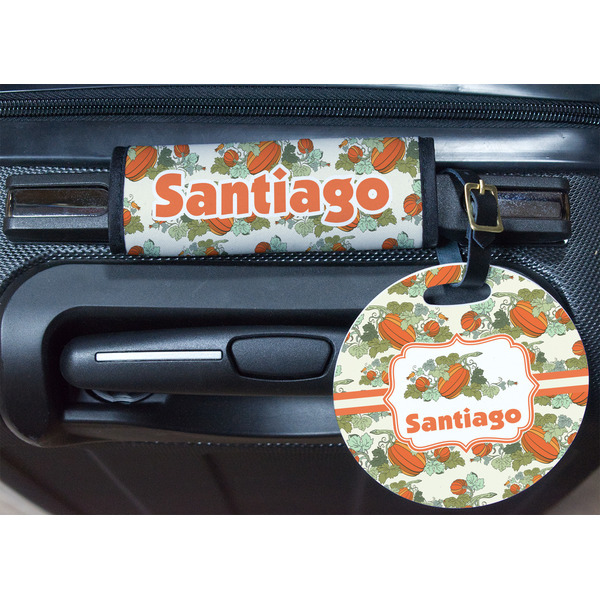 Pumpkins Round Luggage Tag & Handle Wrap - In Context