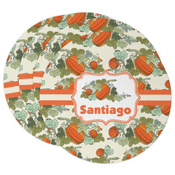 Pumpkins Round Paper Coasters w/ Name or Text