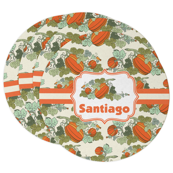 Custom Pumpkins Round Paper Coasters w/ Name or Text