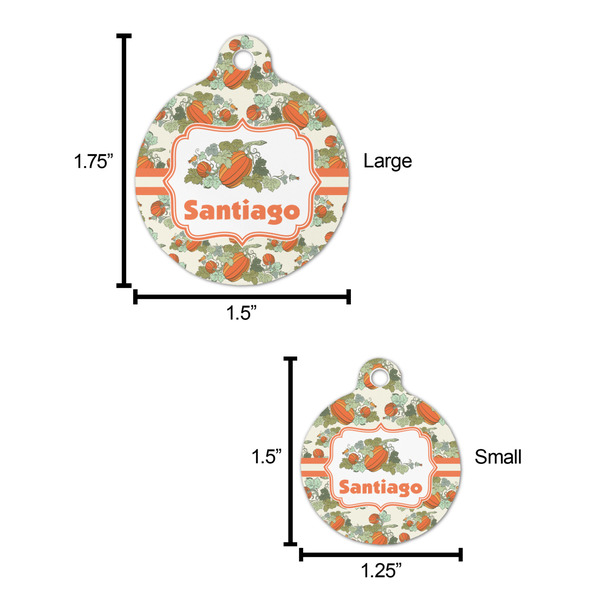 Pumpkins Round Pet ID Tag - Large - Comparison Scale