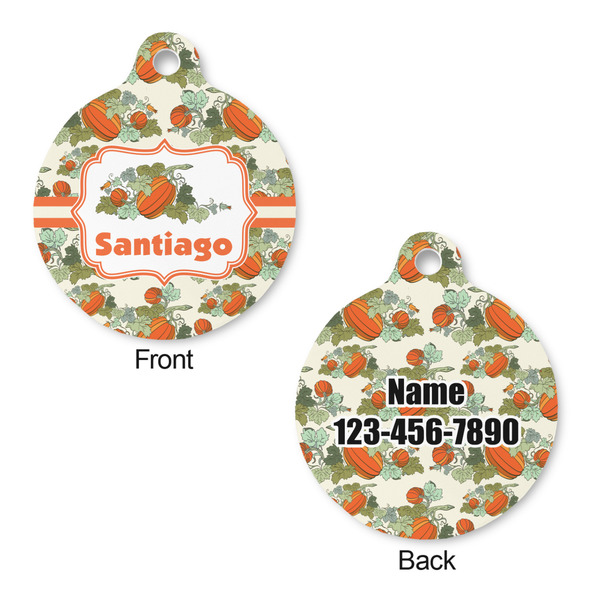 Pumpkins Round Pet Tag - Front & Back