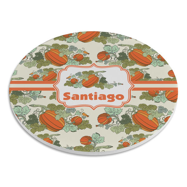 Pumpkins Round Stone Trivet - Angle View