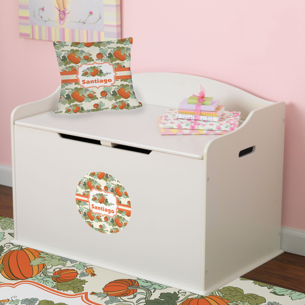 Pumpkins Round Wall Decal on Toy Chest