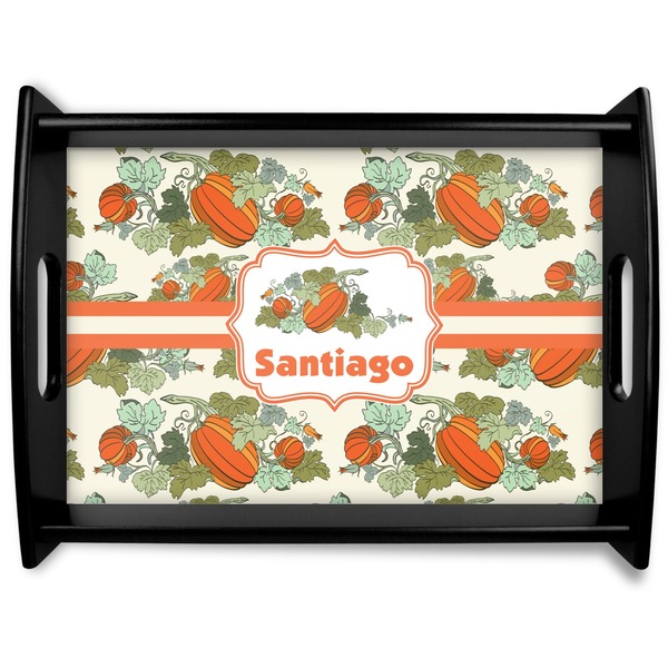 Custom Pumpkins Black Wooden Tray - Large (Personalized)