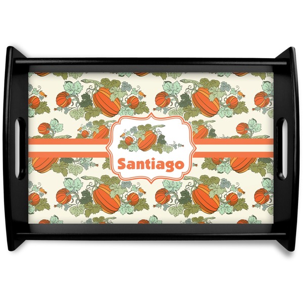 Custom Pumpkins Black Wooden Tray - Small (Personalized)
