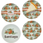 Pumpkins Set of 4 Glass Appetizer / Dessert Plate 8" (Personalized)