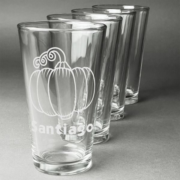 Custom Pumpkins Pint Glasses - Engraved (Set of 4) (Personalized)