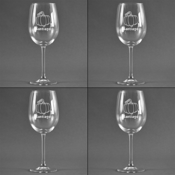 Pumpkins Set of Four Personalized Wineglasses (Approval)