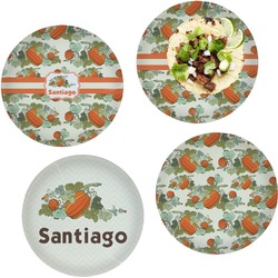 Pumpkins Set of 4 Glass Lunch / Dinner Plate 10" (Personalized)
