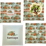 Pumpkins Set of 4 Glass Square Lunch / Dinner Plate 9.5" (Personalized)