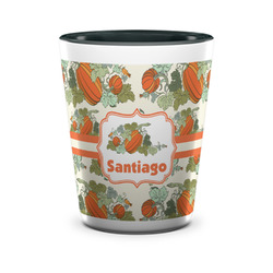 Pumpkins Ceramic Shot Glass - 1.5 oz - Two Tone - Set of 4 (Personalized)
