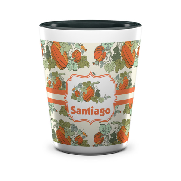 Custom Pumpkins Ceramic Shot Glass - 1.5 oz - Two Tone - Set of 4 (Personalized)