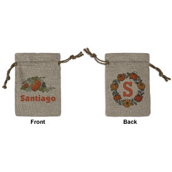 Pumpkins Small Burlap Gift Bag - Front & Back (Personalized)
