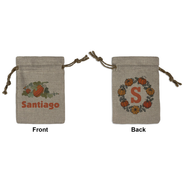 Custom Pumpkins Small Burlap Gift Bag - Front & Back (Personalized)
