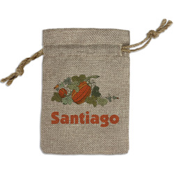 Pumpkins Small Burlap Gift Bag - Front (Personalized)