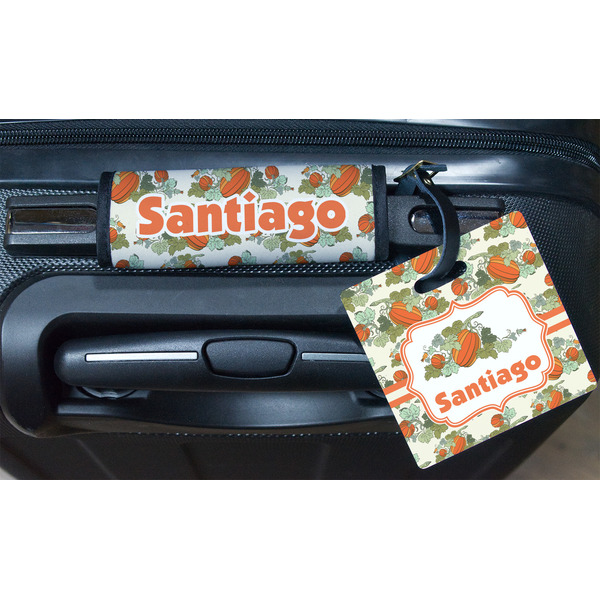 Pumpkins Square Luggage Tag & Handle Wrap - In Context