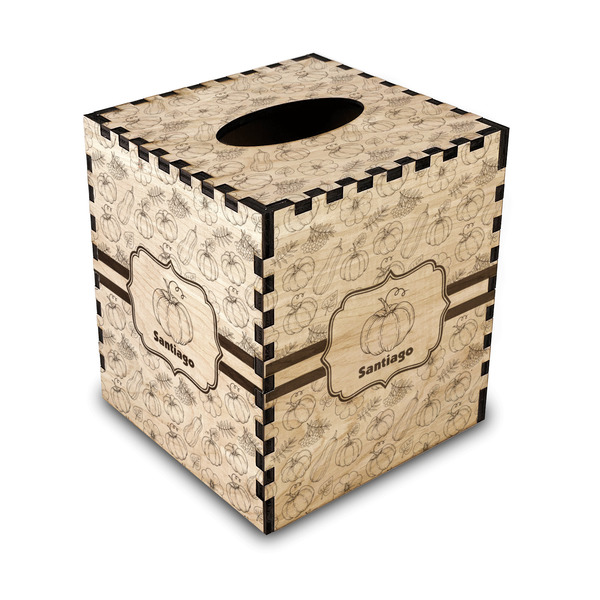 Custom Pumpkins Wood Tissue Box Cover - Square (Personalized)