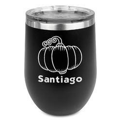 Pumpkins Stemless Stainless Steel Wine Tumbler - Black - Double Sided (Personalized)