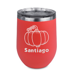 Pumpkins Stemless Stainless Steel Wine Tumbler - Coral - Double Sided (Personalized)