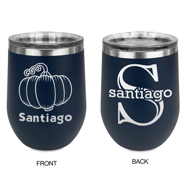 Pumpkins Stainless Wine Tumblers - Navy - Double Sided - Approval