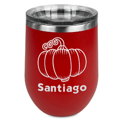 Pumpkins Stemless Stainless Steel Wine Tumbler - Red - Double Sided (Personalized)
