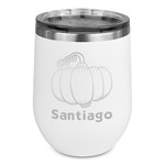 Pumpkins Stemless Stainless Steel Wine Tumbler - White - Double Sided (Personalized)